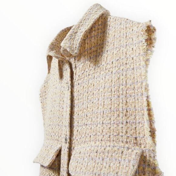 ZARA Kids | Tan | STRUCTURED FRAYED EDGE VEST - Picture 4 of 6